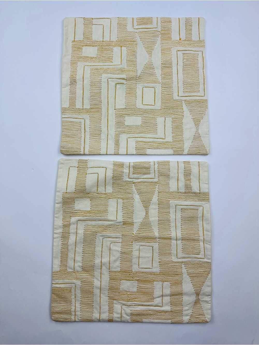 West Elm Embroidered Jacquard Blank Shapes Throw Accent Pillow Covers 20 x 20